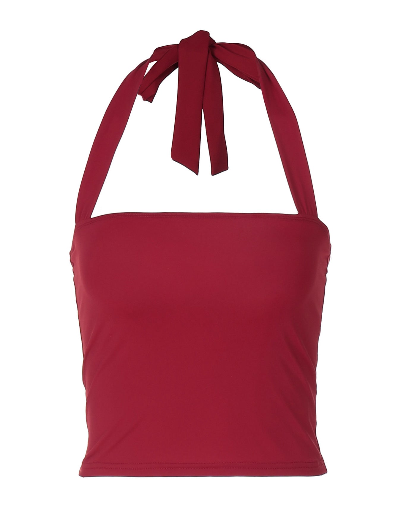 Women's Tie-Strap Halter Crop Top – Solid Color Self-Tie Neck Tank Top - Image 5